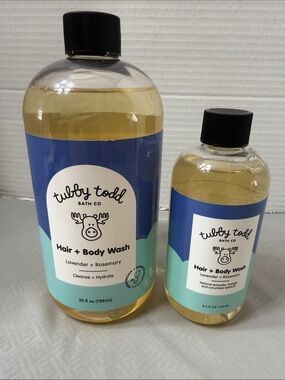 Tubby Todd Bath Co Hair & Body Wash for Baby Lavender + Rosemary Set of 2 New